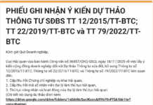 Phiếu ghi nhận ý kiến dự thảo thông tư sửa đổi bổ sung TT 12/2015/TT-BTC; TT 22/2019/TT-BTC và TT 79/2022/TT-BTC